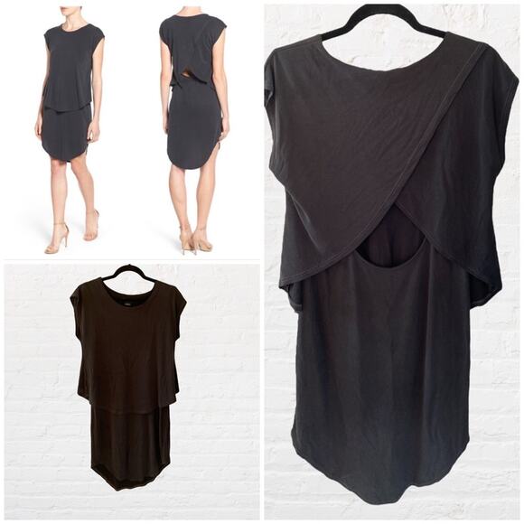 Nordstrom Trouvé black modal blend open back dress - Picture 1 of 6